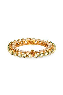 Gold Finish Kundan Polki & Pearl Bangle