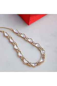 Gold Finish Kundan Polki & Diamond Necklace