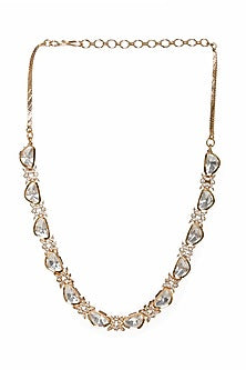 Gold Finish Kundan Polki & Diamond Necklace