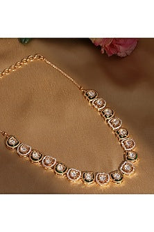 Gold Finish Kundan Polki & Diamond Necklace