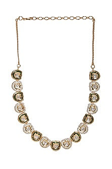 Gold Finish Kundan Polki & Diamond Necklace