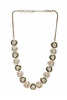 Gold Finish Kundan Polki & Diamond Meenakari Necklace