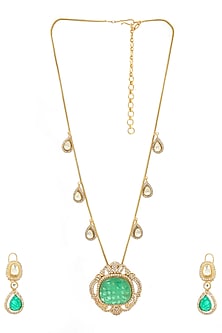 Antique Gold Finish Natural Stone Necklace Set