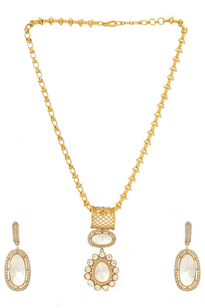 Antique Gold Finish Kundan Polki Necklace Set