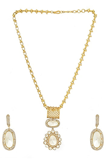 Antique Gold Finish Kundan Polki Necklace Set