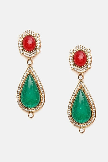 Gold Plated Kundan Polki & Multi-Colored Stone Necklace Set