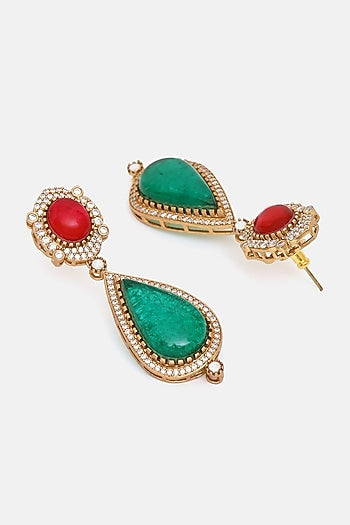 Gold Plated Kundan Polki & Multi-Colored Stone Necklace Set
