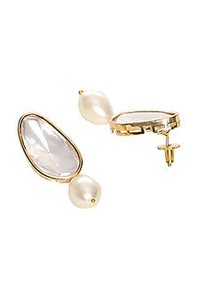 Gold Finish Kundan Polki & Pearl Drop Dangler Earrings