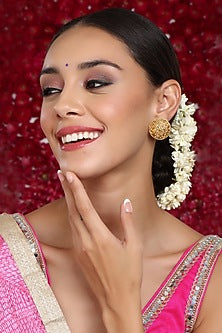 Gold Finish Kundan Polki Stud Earrings