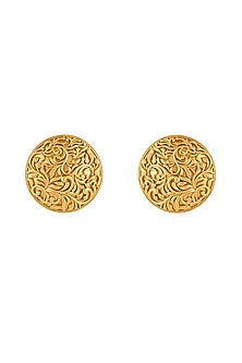 Gold Finish Kundan Polki Stud Earrings