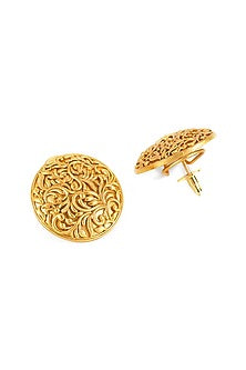 Gold Finish Kundan Polki Stud Earrings
