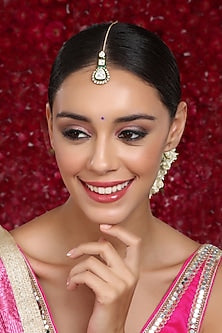 Gold Finish Kundan Polki Meenakari Maang Tikka