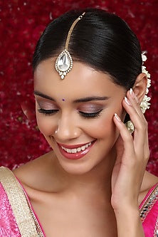 Gold Finish Kundan Polki & Diamond Maang Tikka