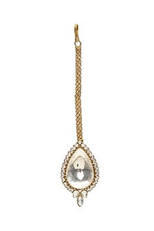 Gold Finish Kundan Polki & Diamond Maang Tikka