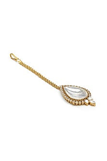 Gold Finish Kundan Polki & Diamond Maang Tikka