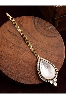 Gold Finish Kundan Polki & Diamond Maang Tikka