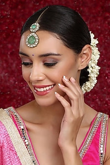 Gold Finish Kundan Polki & Diamond Maang Tikka