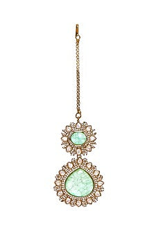 Gold Finish Kundan Polki & Diamond Maang Tikka