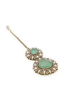 Gold Finish Kundan Polki & Diamond Maang Tikka