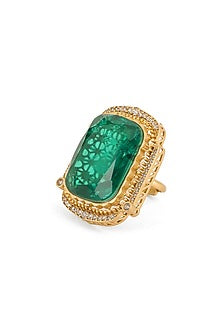 Gold Finish Emerald Ring