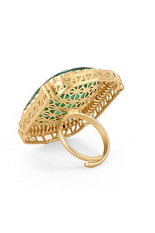Gold Finish Emerald Ring
