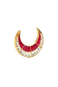 Gold Finish Kundan Polki Half Moon Ring