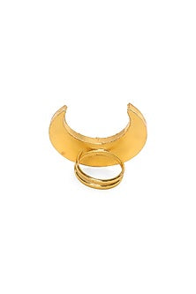 Gold Finish Kundan Polki Half Moon Ring