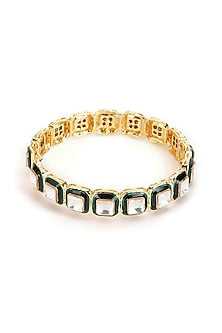 Gold Finish Kundan Polki Meenakari Bangle