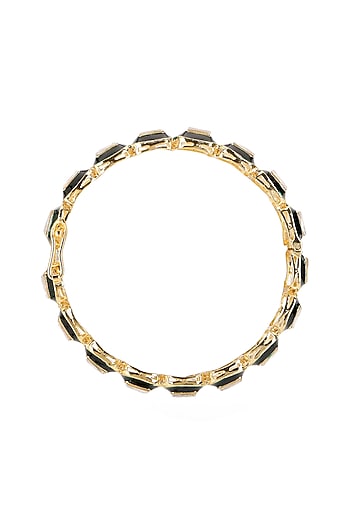 Gold Finish Kundan Polki Meenakari Bangle