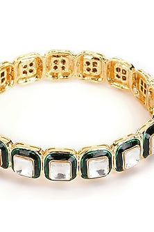 Gold Finish Kundan Polki Meenakari Bangle
