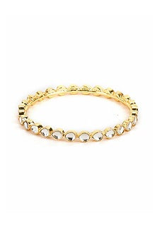 Gold Finish Kundan Polki Bangles (Set Of 2)