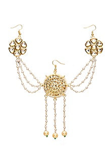Gold Finish Kundan Polki & Pearl Juda Pin