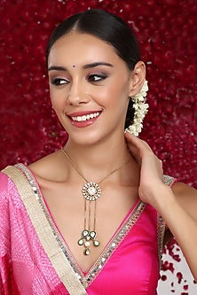 Gold Finish Kundan Polki Long Necklace