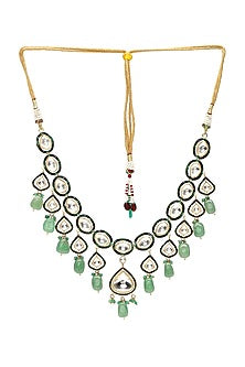 Gold Finish Kundan Polki & Stone Meenakari Necklace