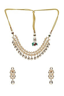 Gold Finish Kundan Polki & Moissanite Choker Necklace Set