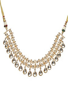 Gold Finish Kundan Polki & Moissanite Choker Necklace Set