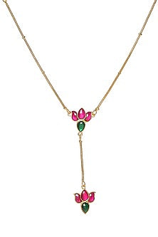 Gold Finish Pachi Kundan Polki Necklace Set