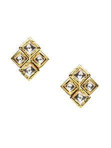 Gold Finish Kundan Polki & Pearl String Necklace Set