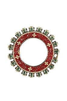 Gold Finish Multi-Colored Kundan Polki Bangles (Set Of 2)