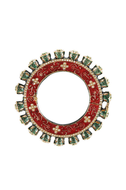Gold Finish Multi-Colored Kundan Polki Bangles (Set Of 2)