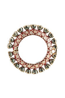 Gold Finish Multi-Colored Kundan Polki Bangles (Set Of 2)