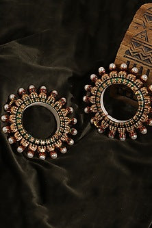 Gold Finish Multi-Colored Kundan Polki Bangles (Set Of 2)