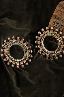 Gold Finish Multi-Colored Kundan Polki Bangles (Set Of 2)