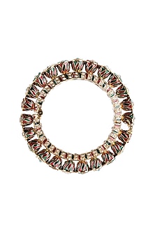 Gold Finish Multi-Colored Kundan Polki Bangles (Set Of 2)