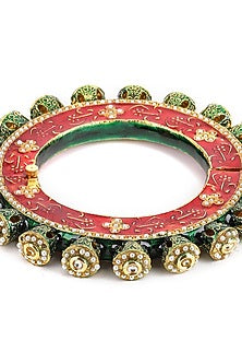 Gold Finish Multi-Colored Kundan Polki Bangle