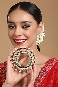 Gold Finish Multi-Colored Kundan Polki Bangle
