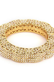 Gold Finish White Kundan Polki Bangle