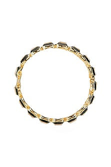 Gold Finish Green Kundan Polki Meenakari Bangles (Set Of 2)