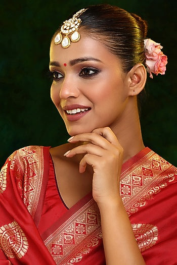 Gold Finish Kundan Polki Maangtikka