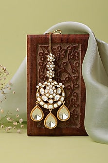 Gold Finish Kundan Polki Maangtikka
